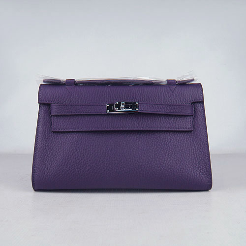 AAA Hermes Kelly 22 CM France Leather Handbag Purple H008 On Sale